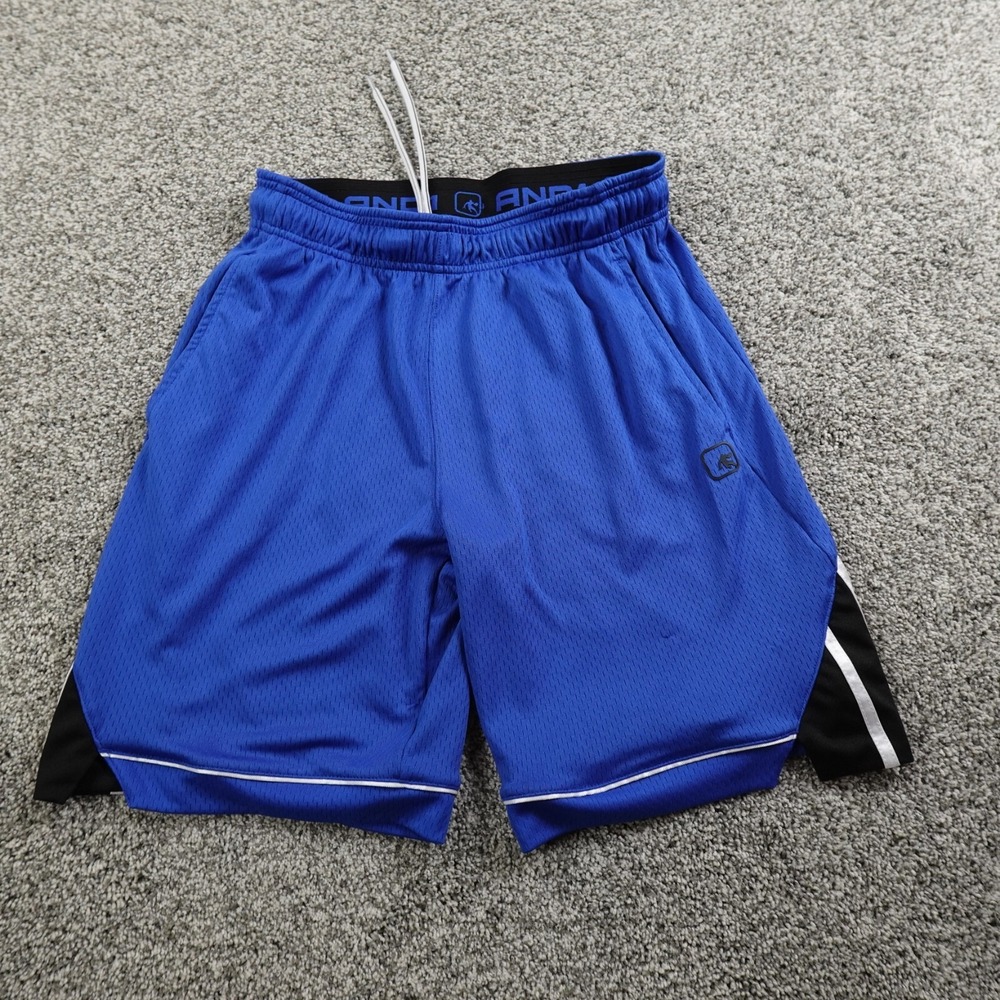 VTG And1 Shorts Mens S Blue Mesh Drawstring Basketball Gym Athletic Baggy Y2K